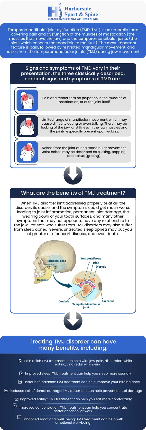 If you are suffering from jaw pain, headaches, or clicking sounds, our TMJ physical therapy specialist at Harborside Sport & Spine, Dr. David Sylvester DC and his team provide a comprehensive approach to TMJ disorders, utilizing techniques such as manual adjustments and therapeutic exercises to relieve pain, restore proper jaw function, and improve your quality of life. For more information or book an appointment online. We are conveniently located at 75 Montgomery Street, Suite 603 Jersey City, NJ 07302. If you are suffering from jaw pain, headaches, or clicking sounds, our TMJ physical therapy specialist at Harborside Sport & Spine, Dr. David Sylvester DC and his team provide a comprehensive approach to TMJ disorders, utilizing techniques such as manual adjustments and therapeutic exercises to relieve pain, restore proper jaw function, and improve your quality of life. For more information or book an appointment online. We are conveniently located at 75 Montgomery Street, Suite 603 Jersey City, NJ 07302.